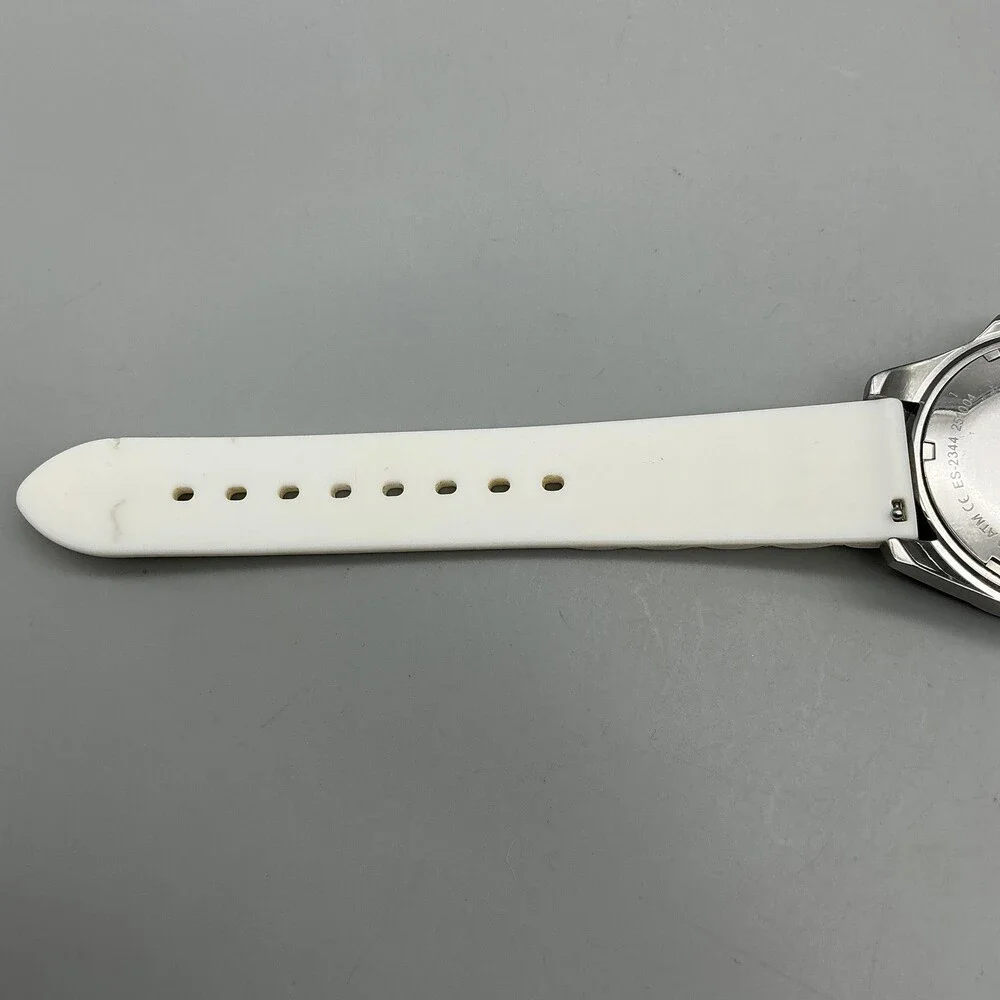 Fossil Womens Watch 38mm White Dial Silicone Crystal Bezel Multi Dial ES3244